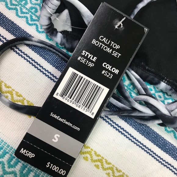 SOLE EAST SWIM CALI SELF TIE HALTER TOP SIZE SMALL - Picture 3 of 3